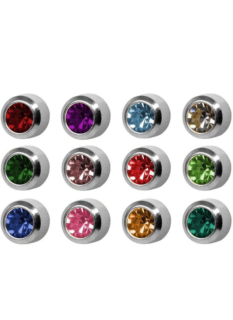 MediSystem Sterilized Earring Surgical Stainless Steel 316L Bezel 4mm Assortment Crystal Stone dozen (12 pieces)  - Image 1