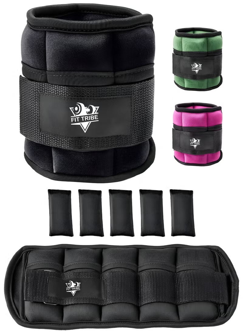 FIT TRIBE Ankle Weights + Ankle Straps Set for Women & Men – Adjustable 1–5 lbs Leg Weights with Cable Machine Straps for Glute, Leg & Thigh Workouts – Durable, Comfortable, and Secure Fitness Bundle (Black) - Image 1