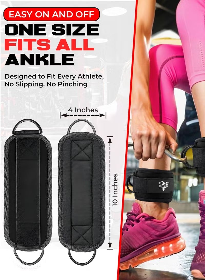 FIT TRIBE Ankle Weights + Ankle Straps Set for Women & Men – Adjustable 1–5 lbs Leg Weights with Cable Machine Straps for Glute, Leg & Thigh Workouts – Durable, Comfortable, and Secure Fitness Bundle (Black) - Image 3