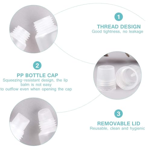 SpiderJuice 5Pc 5ml Clear Mini Refillable Empty Squeeze Lip Gloss Lip Balm Lip Oil Tubes Storage Container Jar Bottles with Screw Cap for Household Translucent Frosted & Travel Toiletries - Image 5