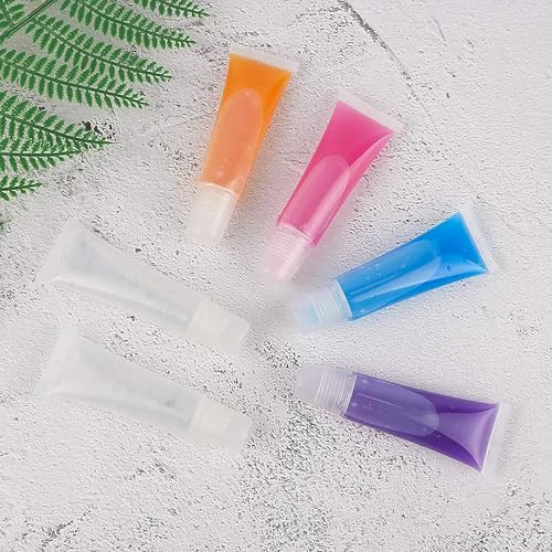 SpiderJuice 5Pc 5ml Clear Mini Refillable Empty Squeeze Lip Gloss Lip Balm Lip Oil Tubes Storage Container Jar Bottles with Screw Cap for Household Translucent Frosted & Travel Toiletries - Image 4