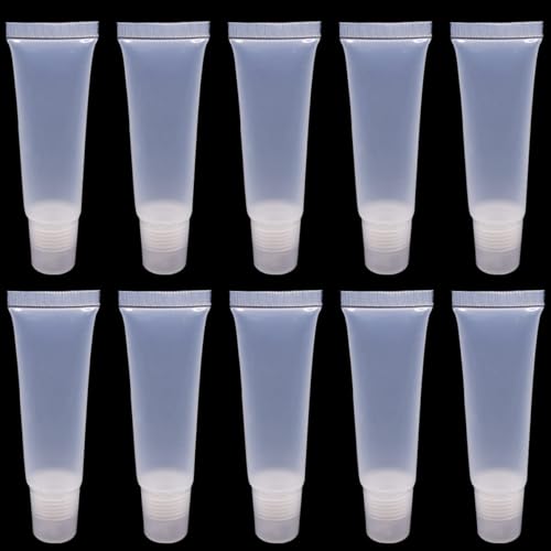 SpiderJuice 5Pc 5ml Clear Mini Refillable Empty Squeeze Lip Gloss Lip Balm Lip Oil Tubes Storage Container Jar Bottles with Screw Cap for Household Translucent Frosted & Travel Toiletries - Image 1