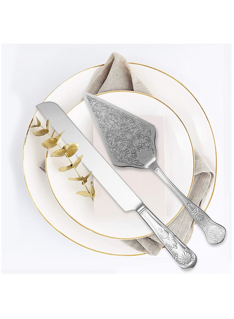 Zikra Set of 2 Rustic Silver Wedding Cake Knife and Serving Set for Weddings, Parties, Birthdays, and Anniversaries - Perfect Rustic Touch for Your Special Day - Image 5