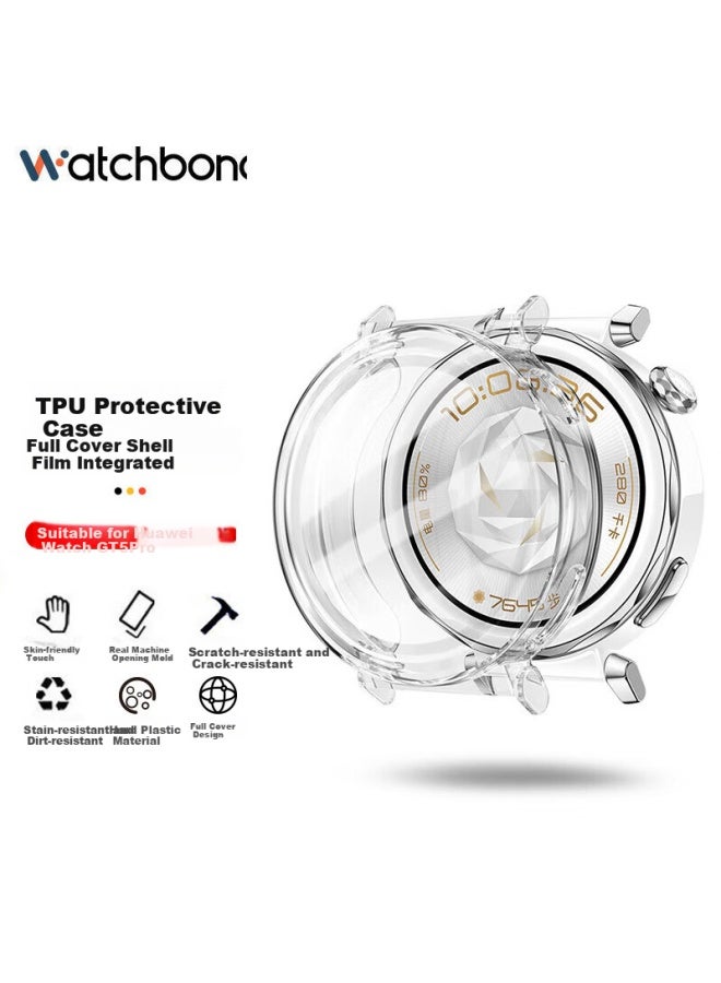 Watchbond Glacier White Protective Case For Huawei Watch Gt5 Pro Women's 42mm Model, Integrated Tpu Soft Shell, Shockproof And Scratch-resistant Watch Accessory - Image 1