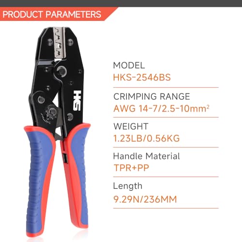 HKS Crimping Tool for Solar PV Cable Connectors Ratcheting Wire Crimpers AWG 148 2510mm Ratchet Terminal Crimper Electrical Crimping Tool - Image 3