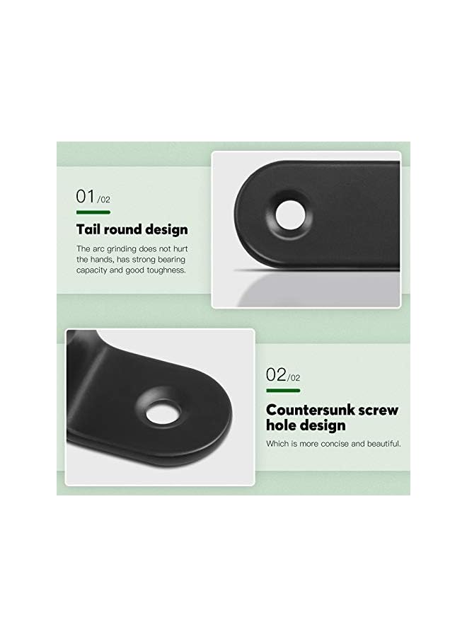 PROMASS promass 16 Sets Black Corner Brace Kit, Straight Plates Brackets & Stainless Steel L Brackets Right Angle Bracket Fastener for Wood Chair Bookshelf Board Furniture Brackets (30 × 30 × 2MM)  - Image 4