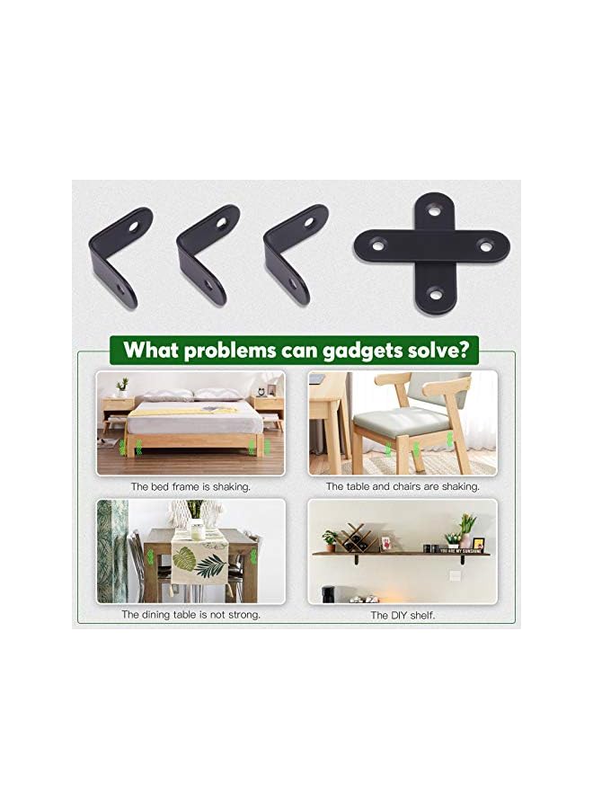 PROMASS promass 16 Sets Black Corner Brace Kit, Straight Plates Brackets & Stainless Steel L Brackets Right Angle Bracket Fastener for Wood Chair Bookshelf Board Furniture Brackets (30 × 30 × 2MM)  - Image 5