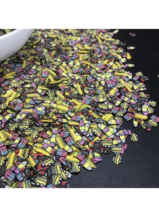 PrettyG 50g/Pack Mixes School Series Slices Supplies Polymer Soft Clay Fimo DIY Decoration for Resin Nail Art Slime Cake Dessert - Image 1