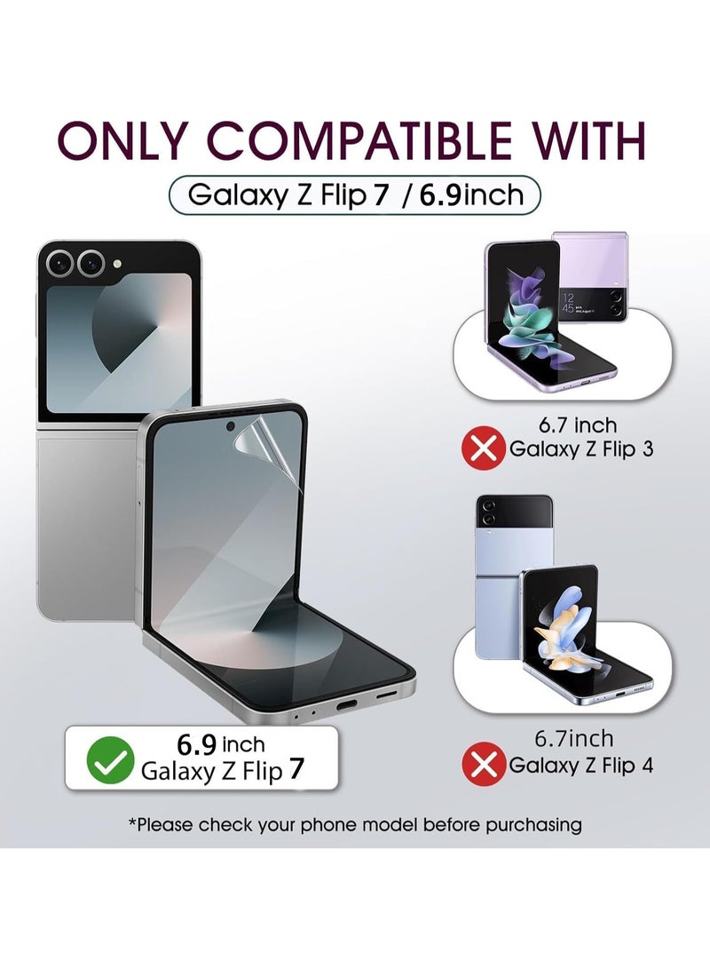 4 in 1 Screen Protector for Samsung Galaxy Z Flip 7, Inside TPU Hydrogel Film+Lens Film+ Front/Back HD Clarity Screen Protector for Samsung Galaxy Z Flip 7-6.9", Touch Sensitive, HD-Ultra Thin Soft TPU - Image 2