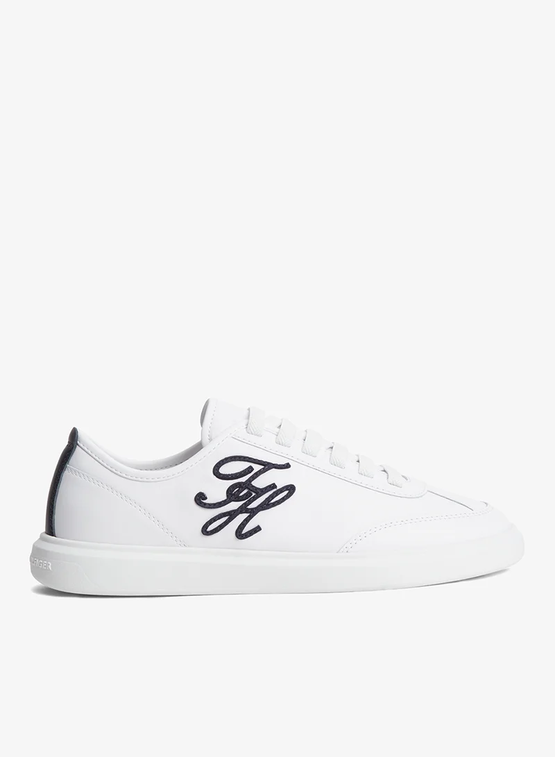 Logo Lightweight Leather Court Trainers