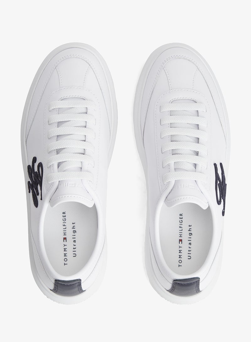 TOMMY HILFIGER Logo Lightweight Leather Court Trainers - Image 5