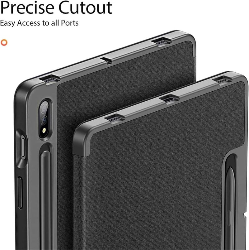 موتيم جراب مغناطيسي من الجلد الصناعي خفيف الوزن فائق النحافة مع حامل، جراب فوليو، متعدد الزوايا، وظيفة الإيقاظ/السكون التلقائي لجهاز سامسونج تاب S9 ألترا/S8 ألترا، أسود - Image 4