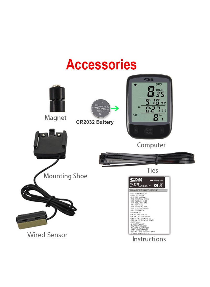 SunDING - Mountain Bike Road Bicycle Wireless Stopwatch Multifunctional Interface Waterproof Tachometer Riding Equipment Speedometer - Image 1