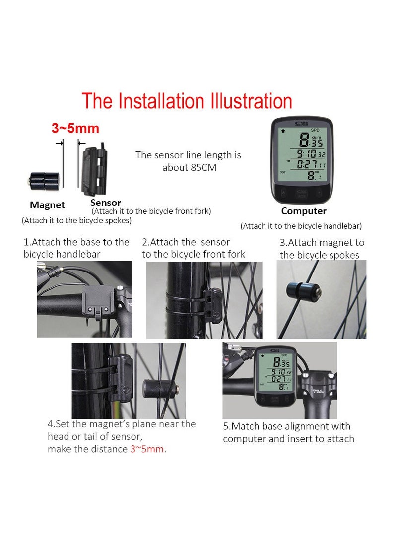 SunDING - Mountain Bike Road Bicycle Wireless Stopwatch Multifunctional Interface Waterproof Tachometer Riding Equipment Speedometer - Image 1
