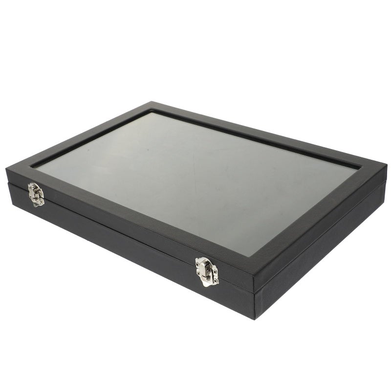 Large Capacity Portable Jewelry Display Case With Window Black Mixed Tray Organizer For Rings Necklaces - Image 2