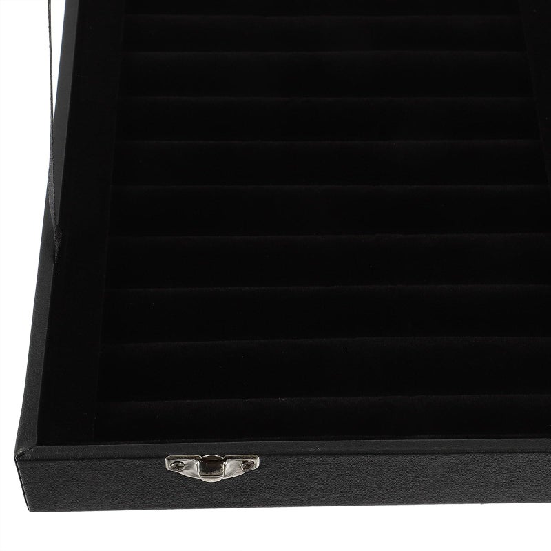 Large Capacity Portable Jewelry Display Case With Window Black Mixed Tray Organizer For Rings Necklaces - Image 5