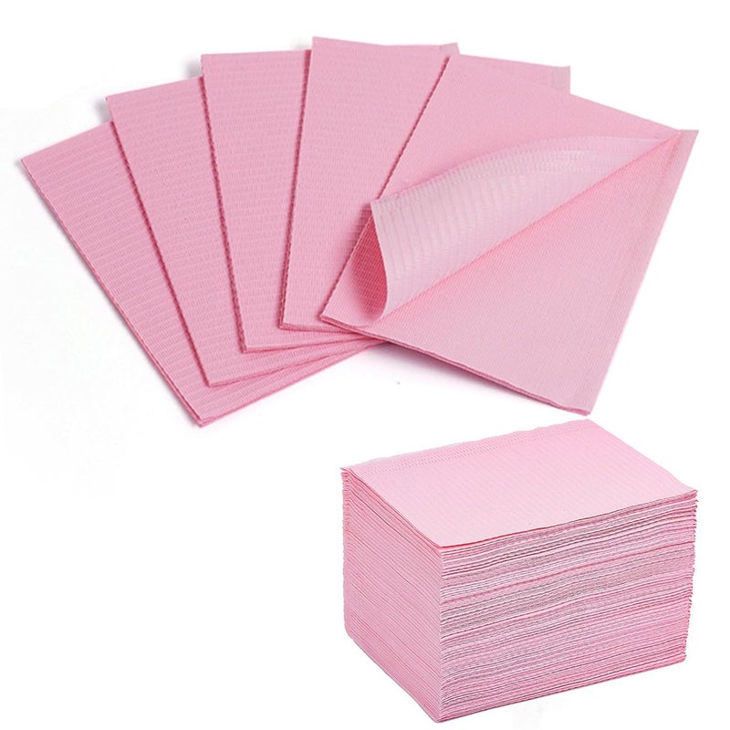Makartt Disposable Nail Mats: 50Pcs Easy to Clean,3 Ply Waterproof Nail Table Desk Towel for Manicure Pedicure, Versatile for Tattoo & Dental Bibs, Salon Nail Tech & Home DIY Nail Art Supplies Pink - Image 1