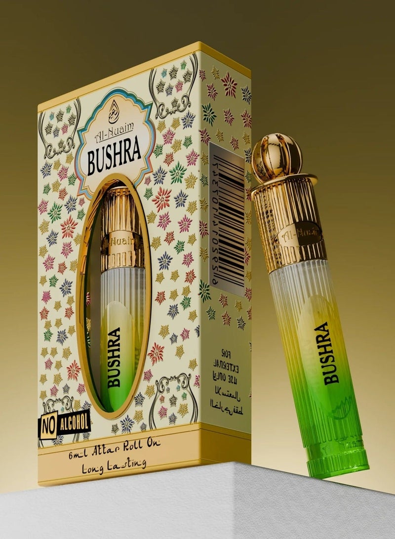 Al Nuaim Al-Nuaim Bushra Attar Roll On Perfume Oil 6ml | Alcohol Free Concentrated Ittar for Men & Women | Long Lasting Premium Arabic Floral Oriental Fragrance | Pocket Size Roll-On Attar - Image 3