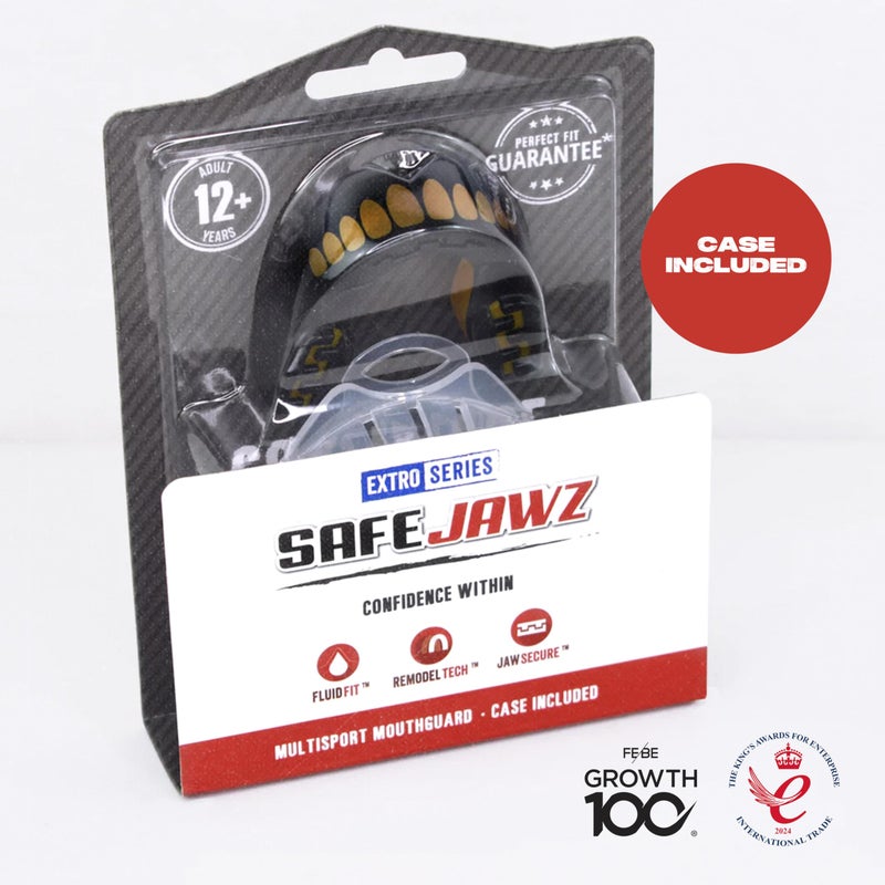 SafeJawz Sports Mouthguard, Dual Layer Premium Protection Mouth Guard with Case for Boxing, Basketball, Lacrosse, Football, Martial Arts, Hockey and All Contact Sports (Adult 12+ Years, Goldie) - Image 5