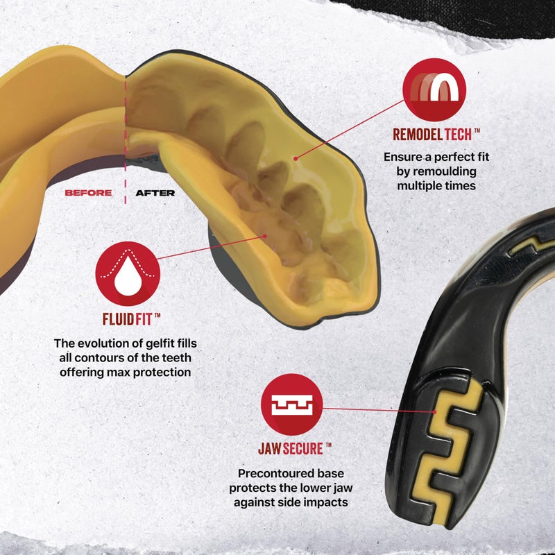 SafeJawz Sports Mouthguard, Dual Layer Premium Protection Mouth Guard with Case for Boxing, Basketball, Lacrosse, Football, Martial Arts, Hockey and All Contact Sports (Adult 12+ Years, Goldie) - Image 3