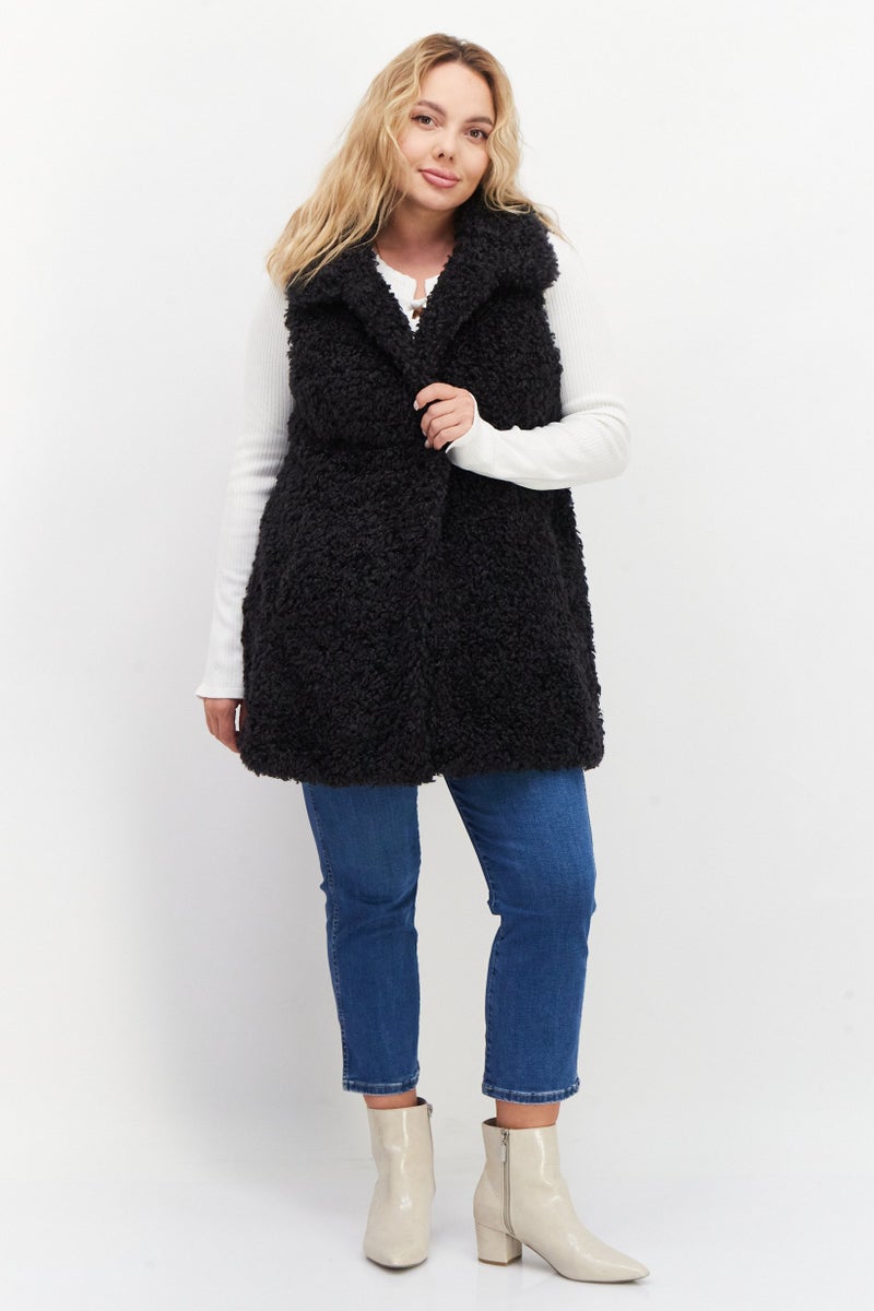NVLT Women Sleeveless Solid Softshell Vest Jacket, Black - Image 3