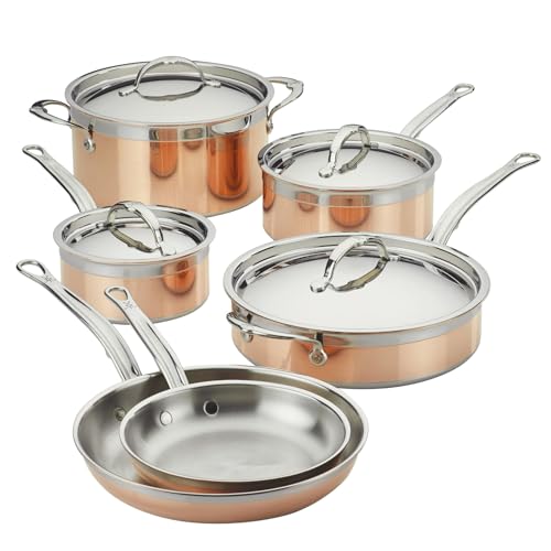 Hestan - CopperBond Collection - 100% Pure Copper 10-Piece Ultimate Cookware Set, Induction Cooktop Compatible - Image 1