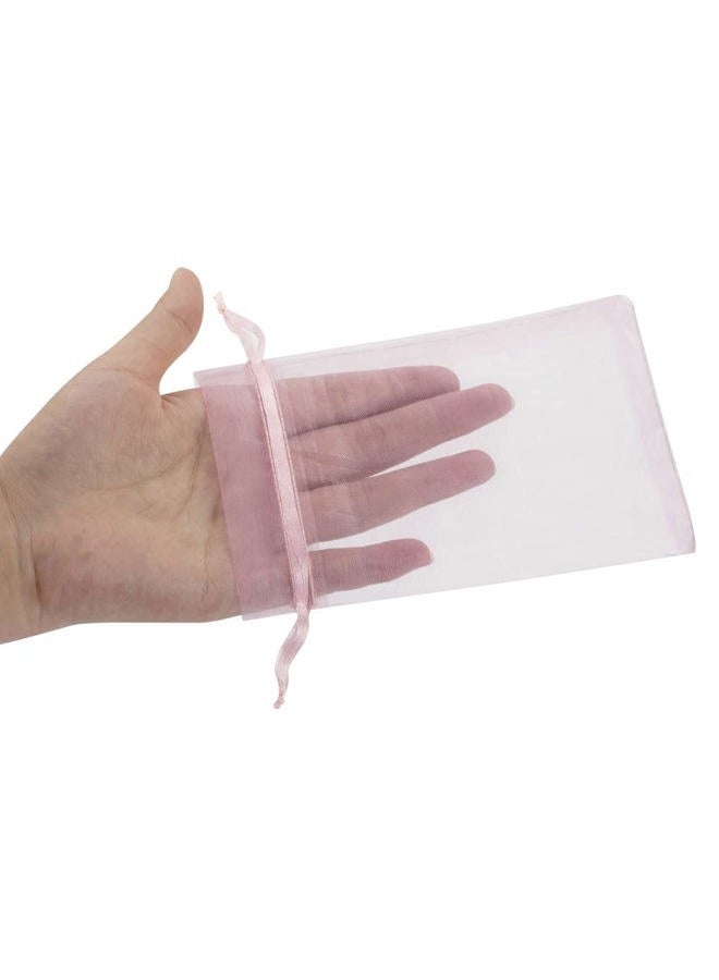 HRX Package 100pcs Blush Pink Organza Gift Bags, 4 x 6 inch Candy Mesh Drawstring Bags Jewelry Pouches for Christmas Wedding Baby Shower Party - Image 2