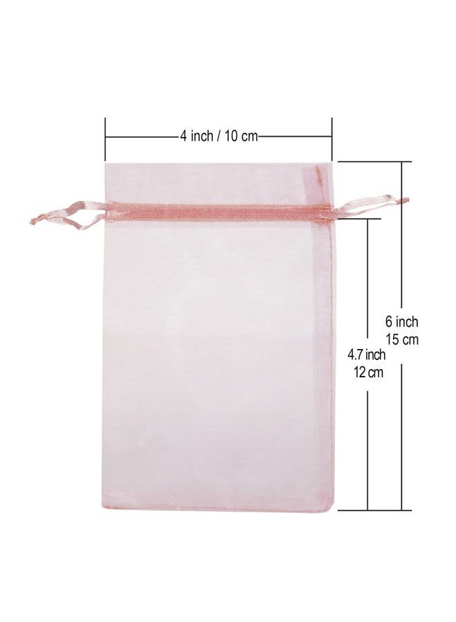 HRX Package 100pcs Blush Pink Organza Gift Bags, 4 x 6 inch Candy Mesh Drawstring Bags Jewelry Pouches for Christmas Wedding Baby Shower Party - Image 3