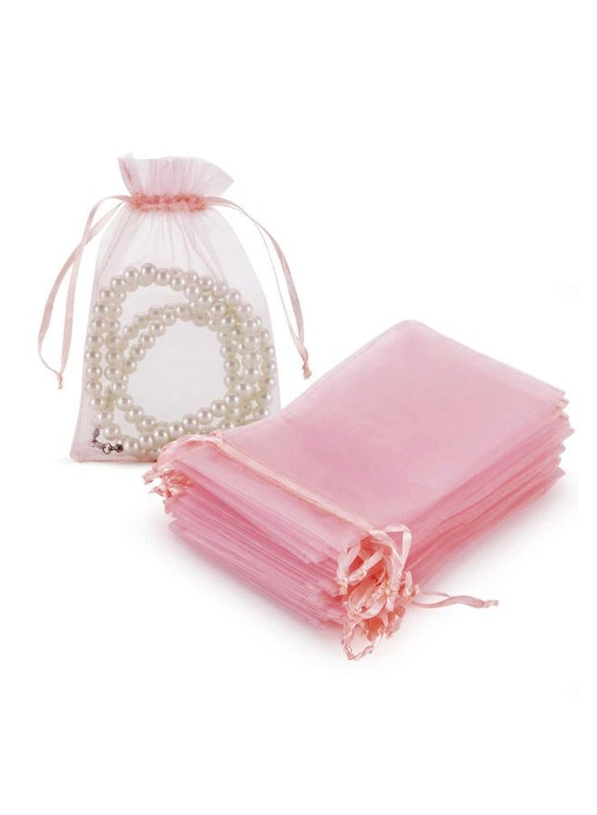 HRX Package 100pcs Blush Pink Organza Gift Bags, 4 x 6 inch Candy Mesh Drawstring Bags Jewelry Pouches for Christmas Wedding Baby Shower Party - Image 1