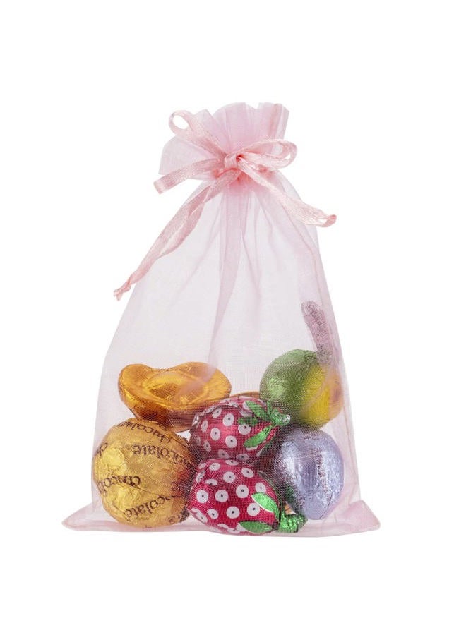 HRX Package 100pcs Blush Pink Organza Gift Bags, 4 x 6 inch Candy Mesh Drawstring Bags Jewelry Pouches for Christmas Wedding Baby Shower Party - Image 5