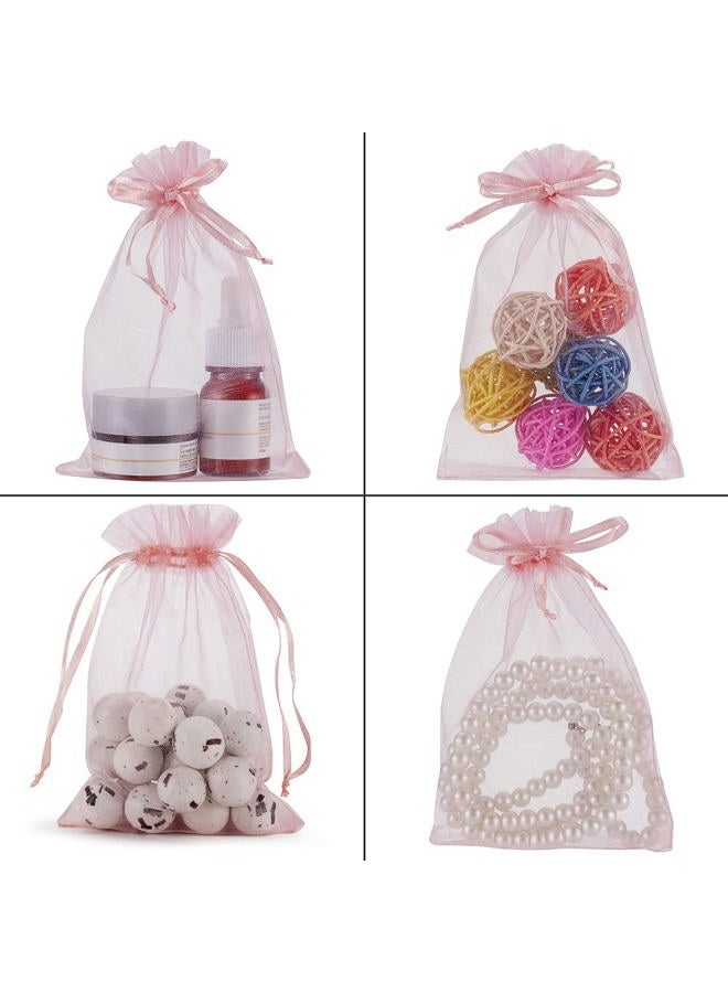 HRX Package 100pcs Blush Pink Organza Gift Bags, 4 x 6 inch Candy Mesh Drawstring Bags Jewelry Pouches for Christmas Wedding Baby Shower Party - Image 4