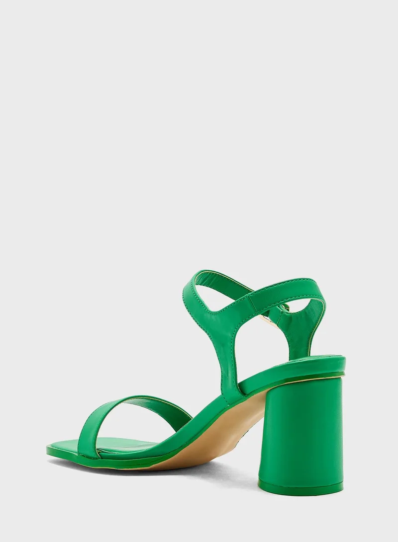 ايلا Ankle Strap Mid Block Heel Sandal