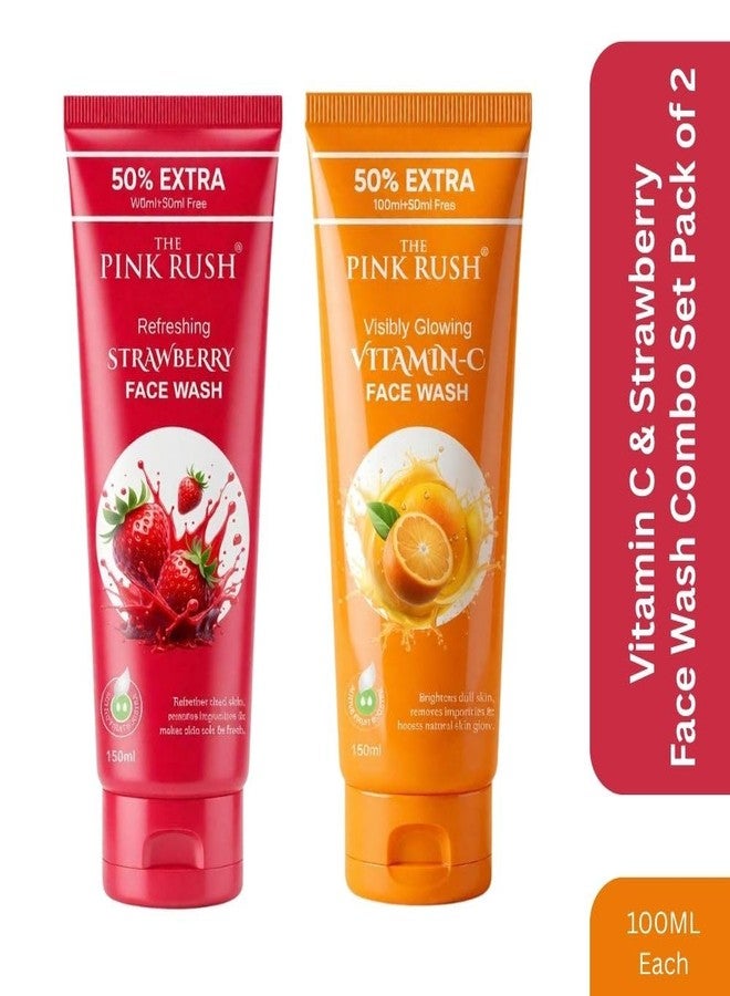 The Pink Rush غسول الوجه "ذا بينك راش" بفيتامين سي والفراولة، مناسب للرجال والنساء، 100 مل لكل عبوة - Image 2