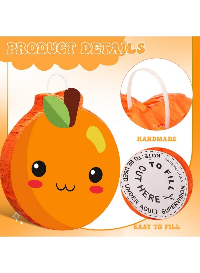 Aoriher Little Cute Orange Piñata Summer Piñata With Blindfold Bat And Confetti Fruit Piñata Summer Fruit Piñata Decorations For Birthday Party Summer Theme Party Game Supplies, 14.17 X 12.6 X 2.95'' - Image 3