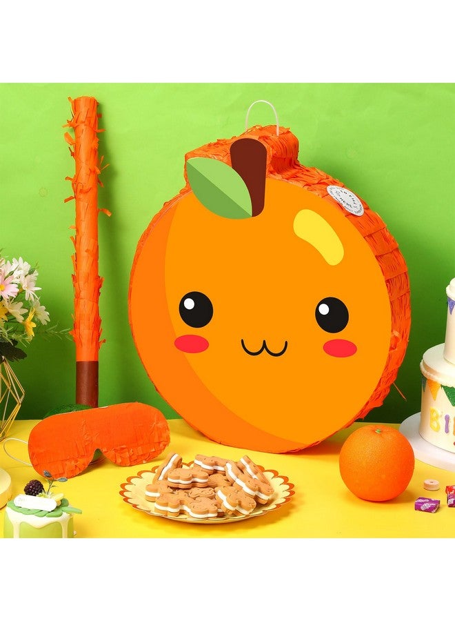 Aoriher Little Cute Orange Piñata Summer Piñata With Blindfold Bat And Confetti Fruit Piñata Summer Fruit Piñata Decorations For Birthday Party Summer Theme Party Game Supplies, 14.17 X 12.6 X 2.95'' - Image 4