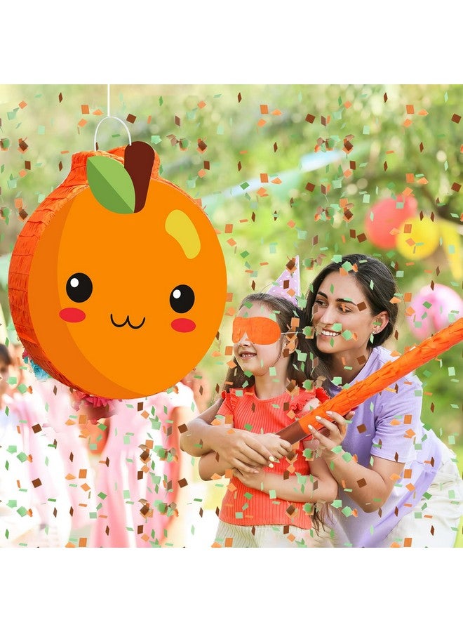 Aoriher Little Cute Orange Piñata Summer Piñata With Blindfold Bat And Confetti Fruit Piñata Summer Fruit Piñata Decorations For Birthday Party Summer Theme Party Game Supplies, 14.17 X 12.6 X 2.95'' - Image 5