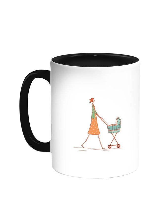 RYN Mother And Child Printed Coffee Mug Black/White 11ounce