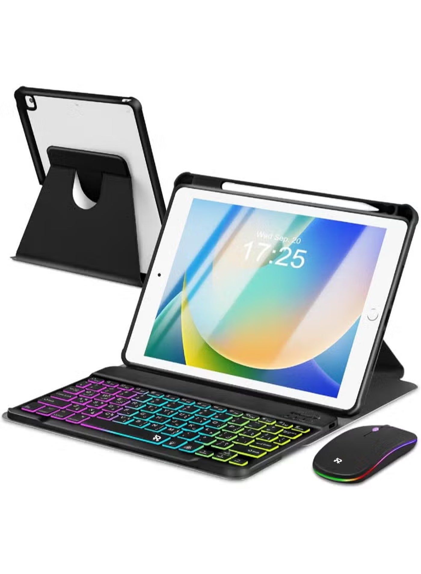 Rock Pow 【Arabic English】3in1 Case with Arabic Keyboard for iPad Air 11 inch M4/M3/M2 (2026/2025/2024) & iPad Air 5th/4th 10.9 inch (2022/2020) & iPad Pro 11 inch (1st/2nd/3rd/4th Gen) (2022-2018), 7 