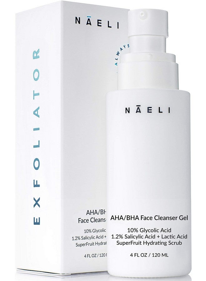 NAELI Aha/Bha Exfoliating Face Wash 10% Glycolic Acid & Salicylic Acid Cleanser Anti Aging Acne & Wrinkle Reducing Facial Exfoliant Pore Minimizer & Brightening Scrub Vegan & Cruelty Free 4 Oz - Image 1