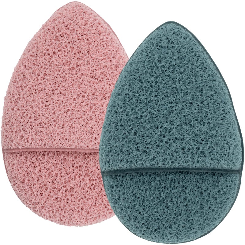 S&T INC. Face Scrubber Exfoliator, Facial Sponges for Face Wash, Reusable Makeup Remover Exfoliating Pads, Blue and Pink, 2.6 in. x 3.9 in., 2 Pack - Image 1