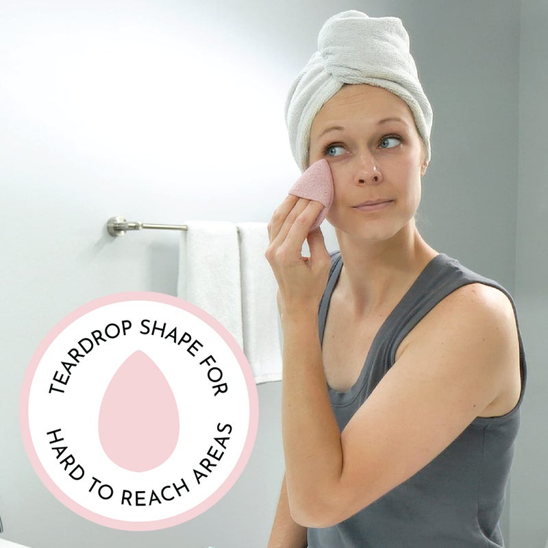 S&T INC. Face Scrubber Exfoliator, Facial Sponges for Face Wash, Reusable Makeup Remover Exfoliating Pads, Blue and Pink, 2.6 in. x 3.9 in., 2 Pack - Image 3