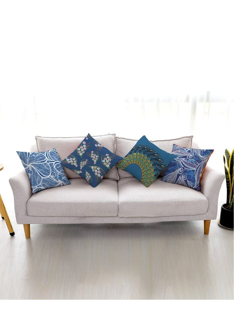 Y&D 4 Pack Decorative Throw Pillow Covers, 18x18 Boho Teal Suitable for Sofa, Living Room, Garden, Balcony  - Image 5
