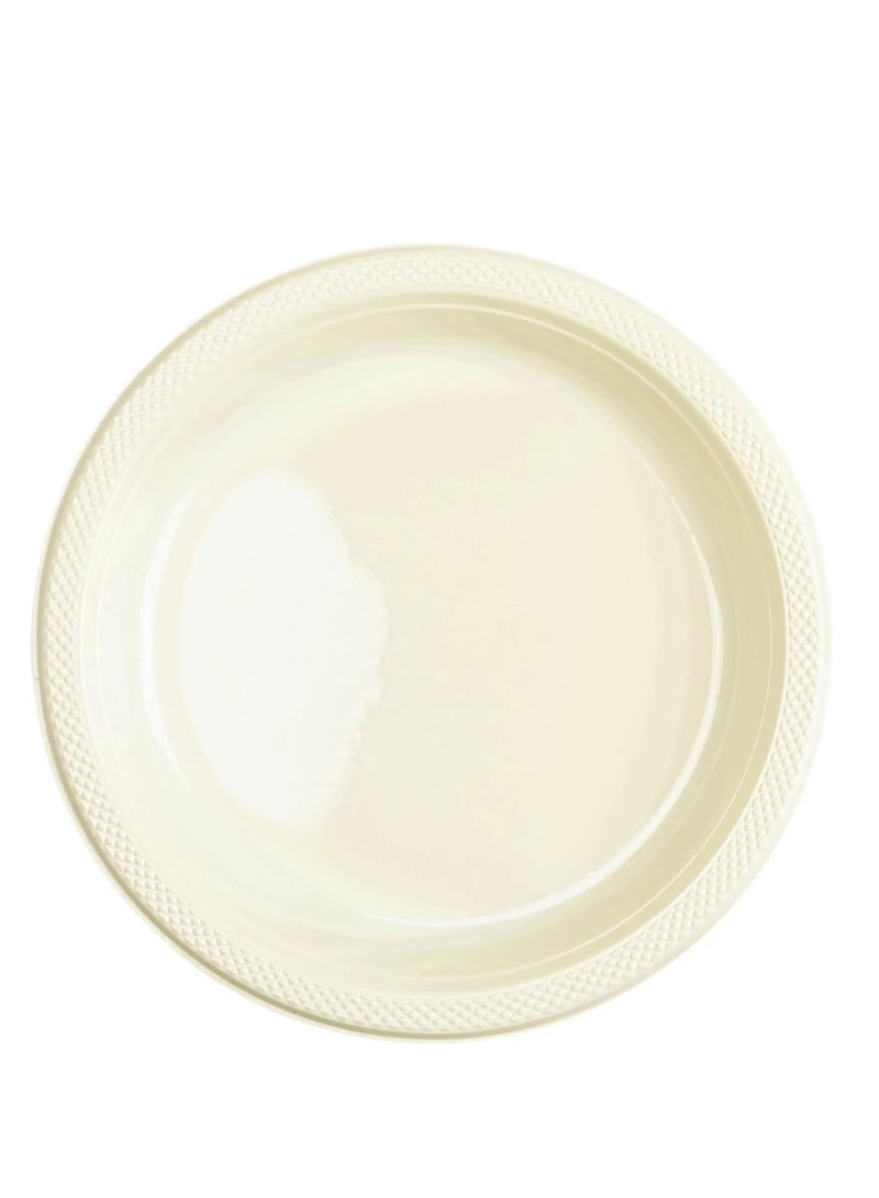 Amscan Arrange Your Table with Unbreakable 9-Inch Plastic Plates! Pack of 20 - CREAM