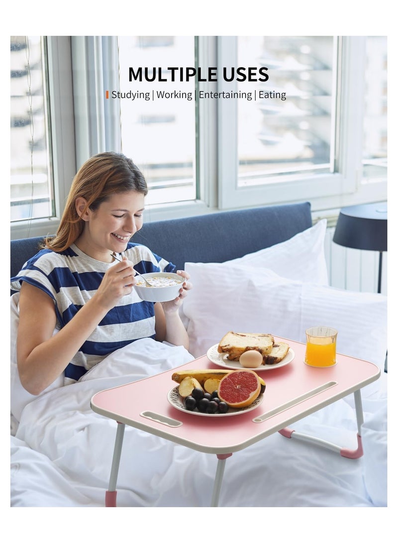 BJM Portable Folding Laptop Desk for Bed，With iPad and Cup Holder Adjustable Lap Tray Notebook Stand， Foldable Non-Slip Legs Reading Table Tray for working，studying，camping - Image 2