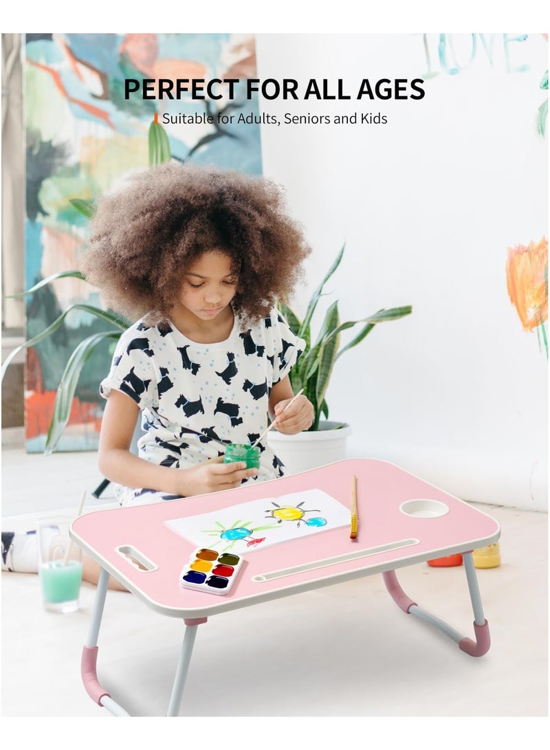 BJM Portable Folding Laptop Desk for Bed，With iPad and Cup Holder Adjustable Lap Tray Notebook Stand， Foldable Non-Slip Legs Reading Table Tray for working，studying，camping - Image 4