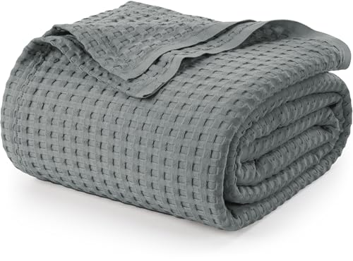 Utopia Bedding Cool Grey 100% Cotton Waffle Blanket 300 GSM [King - 90x108 Inch] Soft Lightweight Breathable Bed Blanket for All Season - Image 1