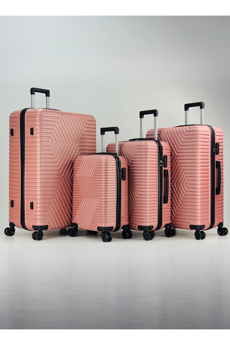 SAW & SEE Premium Hard Shell Luggage Set – 4-Piece Durable Strong Suitcase Set, Lightweight ABS Trolley Bags with Smooth Rotating Spinner Wheels, Security Combination Lock, Telescopic Handle, Traveling Bag Suitcases – 20" / 24" / 28"/32" ( 12KG/25KG/35KG/45KG ) – ROSE GOLD - Image 1