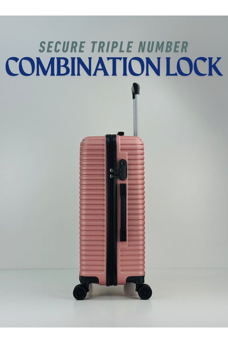 SAW & SEE Premium Hard Shell Luggage Set – 4-Piece Durable Strong Suitcase Set, Lightweight ABS Trolley Bags with Smooth Rotating Spinner Wheels, Security Combination Lock, Telescopic Handle, Traveling Bag Suitcases – 20" / 24" / 28"/32" ( 12KG/25KG/35KG/45KG ) – ROSE GOLD - Image 3