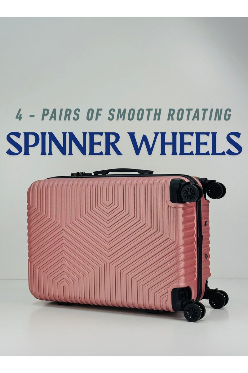 SAW & SEE Premium Hard Shell Luggage Set – 4-Piece Durable Strong Suitcase Set, Lightweight ABS Trolley Bags with Smooth Rotating Spinner Wheels, Security Combination Lock, Telescopic Handle, Traveling Bag Suitcases – 20" / 24" / 28"/32" ( 12KG/25KG/35KG/45KG ) – ROSE GOLD - Image 4