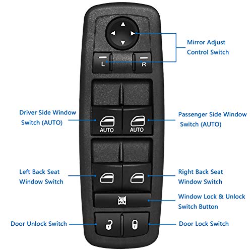 Ameetaa Front Driver Side Power Master Control Window Switch Compatible for 2009-2012 Dodge Ram 1500 2500 3500 OE Replace # 4602863AD 4602863AB 4602863AC 901-473 - Image 4